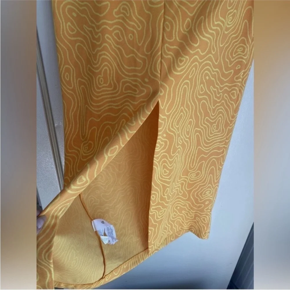 Zara Abstract Print Orange Cutout Tie Waist Skirt large - Picture 5 of 8